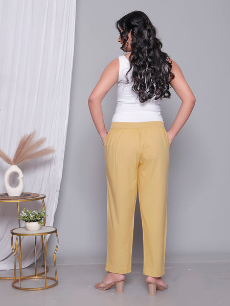 Miramaar Women's Beige Cotton Straight Pants