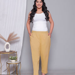 Miramaar Women's Beige Cotton Straight Pants