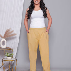 Miramaar Women's Beige Cotton Straight Pants