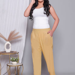 Miramaar Women's Beige Cotton Straight Pants