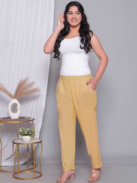 Miramaar Women's Beige Cotton Straight Pants