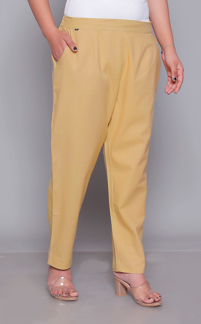 Miramaar Women's Beige Cotton Straight Pants