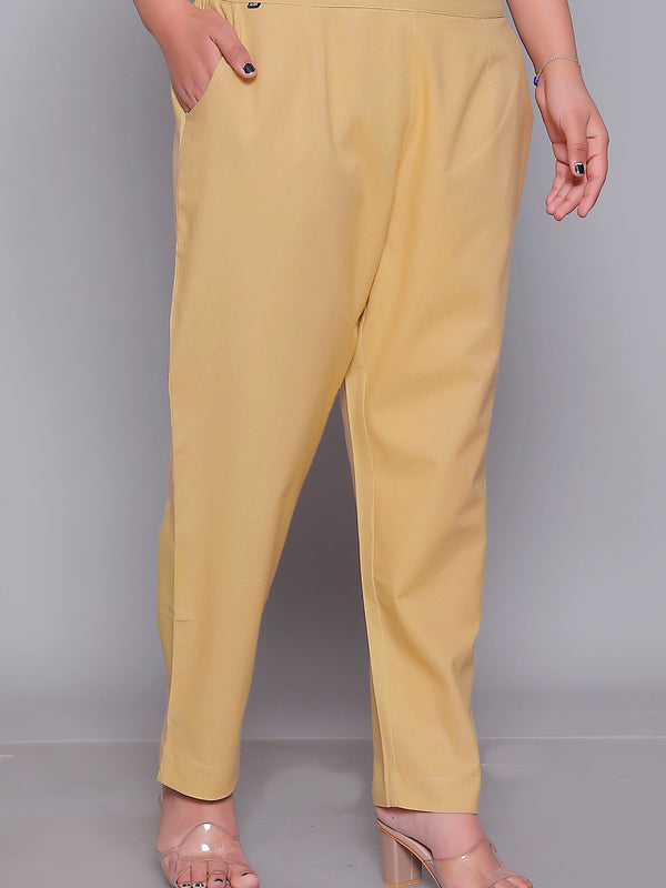 Miramaar Women's Beige Cotton Straight Pants