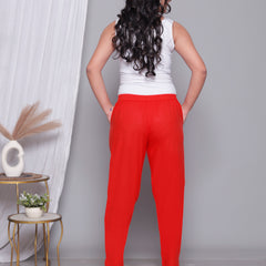 Miramaar Women's Red Cotton Straight Pants