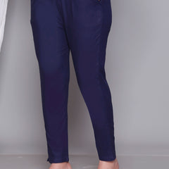 Miramaar Women's Blue Cotton Straight Pants