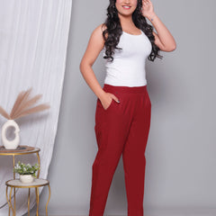 Miramaar Women's Maroon Cotton Straight Pants