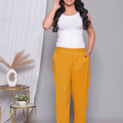 Miramaar Women's Yellow Cotton Straight Pants