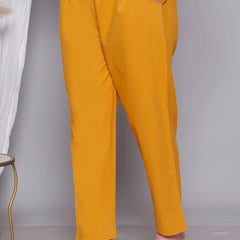 Miramaar Women's Yellow Cotton Straight Pants