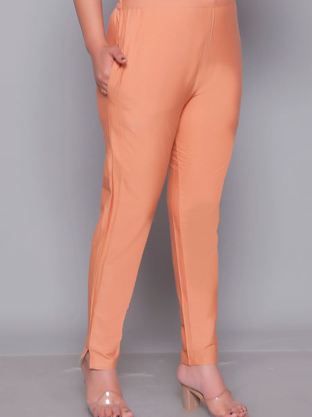Miramaar Women's Peach Cotton Straight Pants