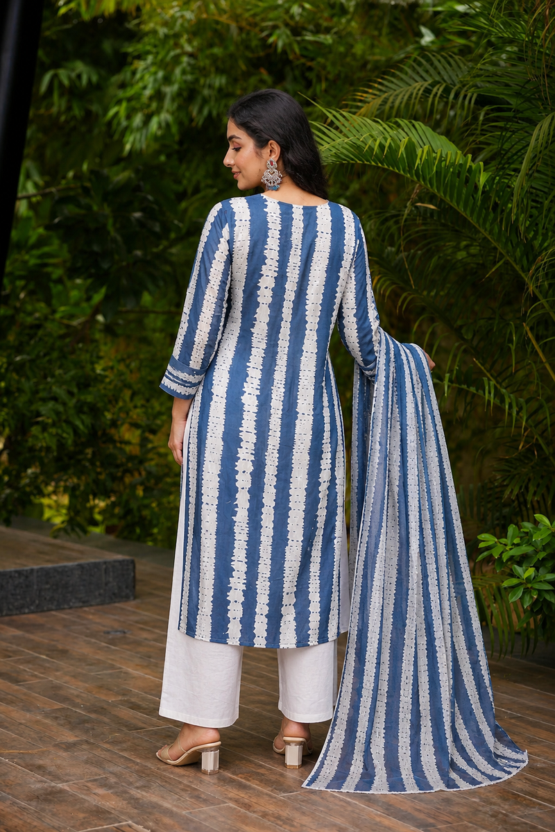 Miramaar Women's Handcrafted Indigo Cotton Kurta Set