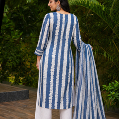 Miramaar Women's Handcrafted Indigo Cotton Kurta Set