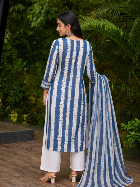 Miramaar Women's Handcrafted Indigo Cotton Kurta Set